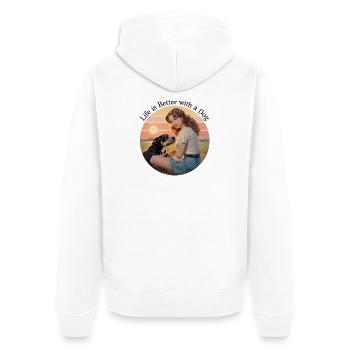 Dog Love Sunset La vie est meilleure avec un - Veste à capuche bio Premium Unisexe - blanc - Dos - Thijin (182cm)