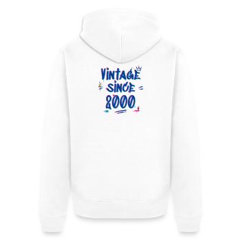  Vintage Since 2000 Graffiti Glitch Retro Hip-Hop - Unisex Premium Organic Zip Hoodie - white - Back - Thijin (182cm)