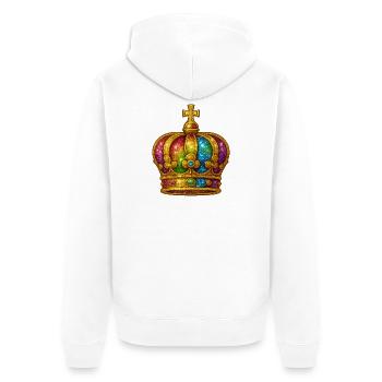 Rainbow Glitter Crown Design - Unisex Premium Organic Zip Hoodie - white - Back - Thijin (182cm)