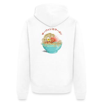 Surf and ramen - Unisex Premium Organic Zip Hoodie - white - Back - Thijin (182cm)
