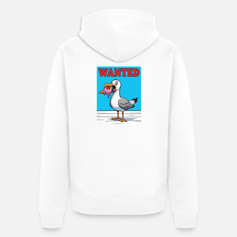 Gesucht Möwe Eiscreme Abenteuer - Veste à capuche bio Premium Unisexe - blanc