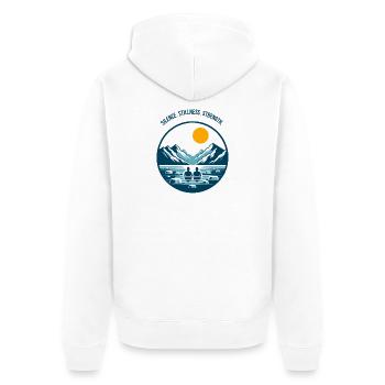 Eisbaden im Bergsee in den Alpen Wintersport Logo - Unisex Premium Organic Zip Hoodie - white - Back - Thijin (182cm)