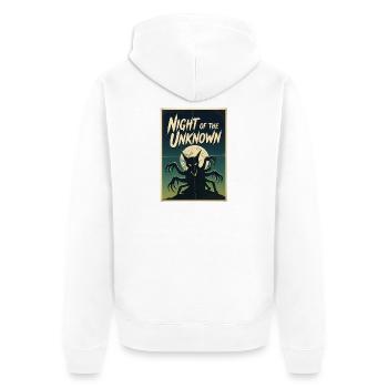 Mystischer Nachtalb mit Mondlicht - Unisex Premium Bio Zip Hoodie - Weiß - Hinten - Thijin (182cm)