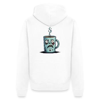 Zombie-Kaffeetasse - Unisex Premium Bio Zip Hoodie - Weiß - Hinten - Thijin (182cm)