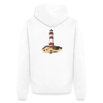 Leuchtturm auf rauer Küste - Unisex Premium Bio Zip Hoodie - Weiß - Hinten - Thijin (182cm)