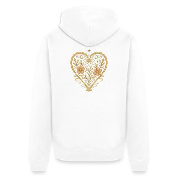 Coeur de fleurs avec edelweiss - Veste à capuche bio Premium Unisexe - blanc - Dos - Thijin (182cm)