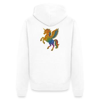 Illustration de Pégase arc-en-ciel scintillant - Veste à capuche bio Premium Unisexe - blanc - Dos - Thijin (182cm)
