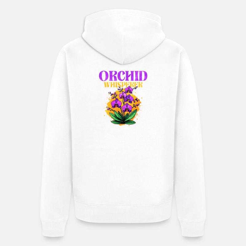 Conception de murmure d'orchidée - Veste à capuche bio Premium Unisexe - blanc