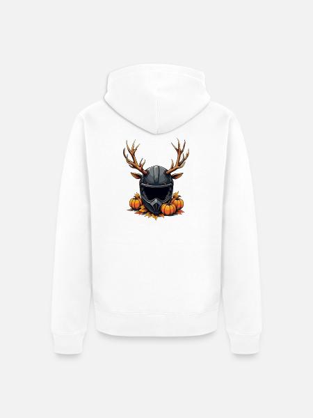 Geweihhelm Herbst-Kürbismotiv - Unisex Premium Bio Zip Hoodie - Weiß