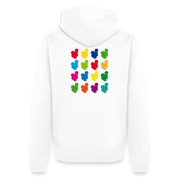 Bunte Henne Muster auf Farbsammlung, Seidenhuhn - Unisex Premium Bio Zip Hoodie - Weiß - Hinten - Thijin (182cm)