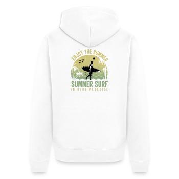 Summer Surfers in Blue Paradise - Unisex Premium Organic Zip Hoodie - white - Back - Thijin (182cm)