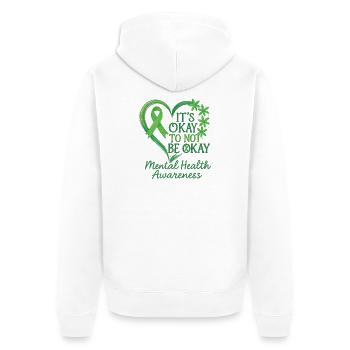 Conception du ruban vert pour la sensibilisation à la santé mentale - Veste à capuche bio Premium Unisexe - blanc - Dos - Thijin (182cm)