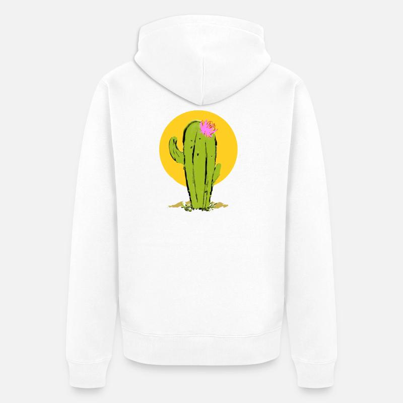 Cactus avec fleur abstraite - Veste à capuche bio Premium Unisexe - blanc