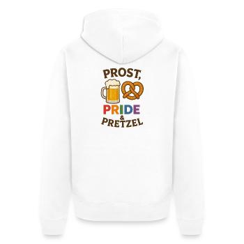 Prost, Pride and Pretzel - Unisex Premium Bio Zip Hoodie - Weiß - Hinten - Thijin (182cm)