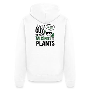 Plant Lover Talking to Plants Design - Unisex Premium Organic Zip Hoodie - white - Back - Thijin (182cm)