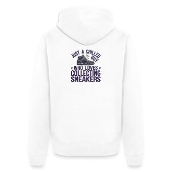 Chilled Sneaker Sammlerdruck - Unisex Premium Bio Zip Hoodie - Weiß - Hinten - Thijin (182cm)