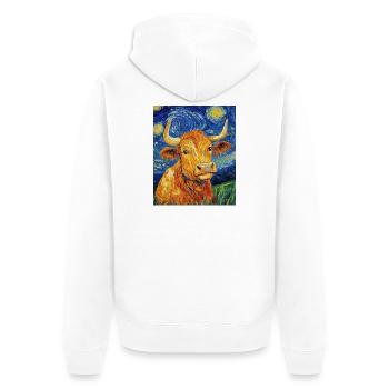 Vache Vaches Taureau Style Van Gogh Étoilé - Veste à capuche bio Premium Unisexe - blanc - Dos - Thijin (182cm)