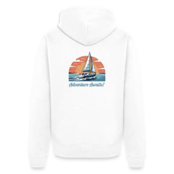 Illustration d'une aventure en voilier au coucher du soleil - Veste à capuche bio Premium Unisexe - blanc - Dos - Thijin (182cm)