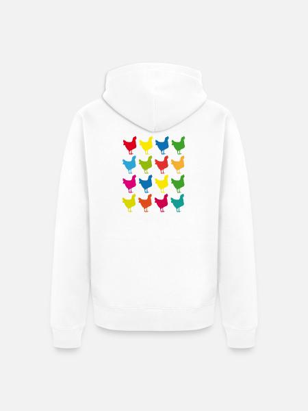 Bunte Hühner Silhouette Grafik - Unisex Premium Bio Zip Hoodie - Weiß