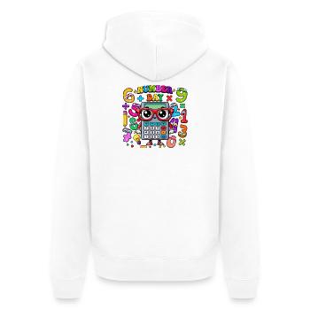 Number Day Colourful Math-Themed Kids Design - Unisex Premium Organic Zip Hoodie - white - Back - Thijin (182cm)