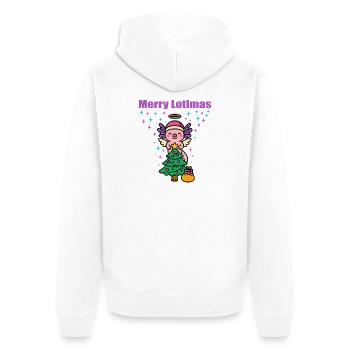 Merry Lotlmas Axolotl Weihnachten - Unisex Premium Bio Zip Hoodie - Weiß - Hinten - Thijin (182cm)