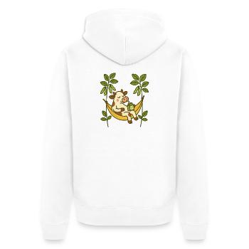 Soja gut, Muh besser - Unisex Premium Bio Zip Hoodie - Weiß - Hinten - Thijin (182cm)