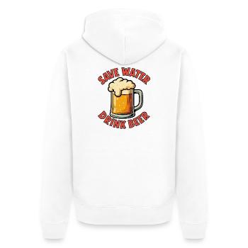 Save Water Drink Beer Humor Design - Unisex Premium Organic Zip Hoodie - white - Back - Thijin (182cm)
