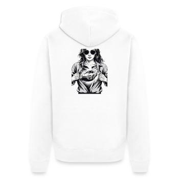 Racing Girl Car Design - Unisex Premium Bio Zip Hoodie - Weiß - Hinten - Thijin (182cm)