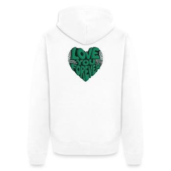 Love You Forever Herz Design - Unisex Premium Bio Zip Hoodie - Weiß - Hinten - Thijin (182cm)