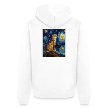 Guépard Léopard Style Van Gogh Étoilé - Veste à capuche bio Premium Unisexe - blanc - Dos - Thijin (182cm)