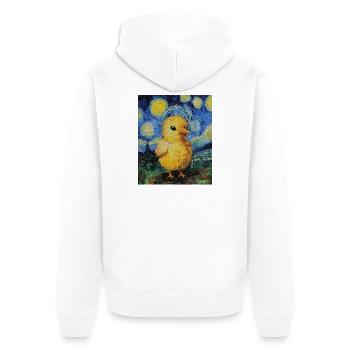 Poussin Poulet Coq Style Van Gogh Étoilé - Veste à capuche bio Premium Unisexe - blanc - Dos - Thijin (182cm)
