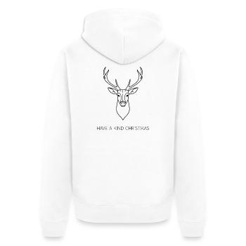 Have a Kind Christmas – Hirsch Fine Line - Unisex Premium Bio Zip Hoodie - Weiß - Hinten - Thijin (182cm)