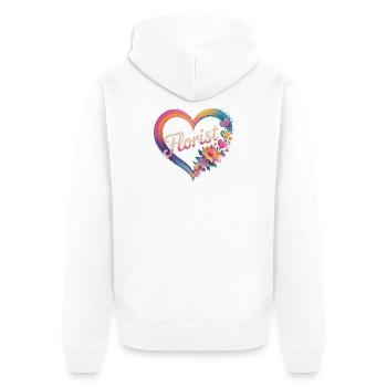 Florist Herz Mit Blumen - Unisex Premium Bio Zip Hoodie - Weiß - Hinten - Thijin (182cm)