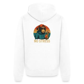 Pas de stress - Singe - Veste à capuche bio Premium Unisexe - blanc - Dos - Thijin (182cm)
