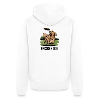 Aventure Frisbee Dog dans le parc avec votre fidèle compagnon - Veste à capuche bio Premium Unisexe - blanc - Dos - Thijin (182cm)