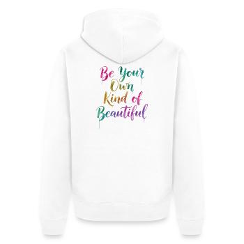 Inspirierendes Regenbogen-Zitat T-Shirt - Unisex Premium Bio Zip Hoodie - Weiß - Hinten - Thijin (182cm)