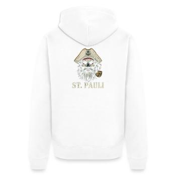 St.Pauli Kiez Hamburg Totenkopf Sankt Pauli - Unisex Premium Organic Zip Hoodie - white - Back - Thijin (182cm)