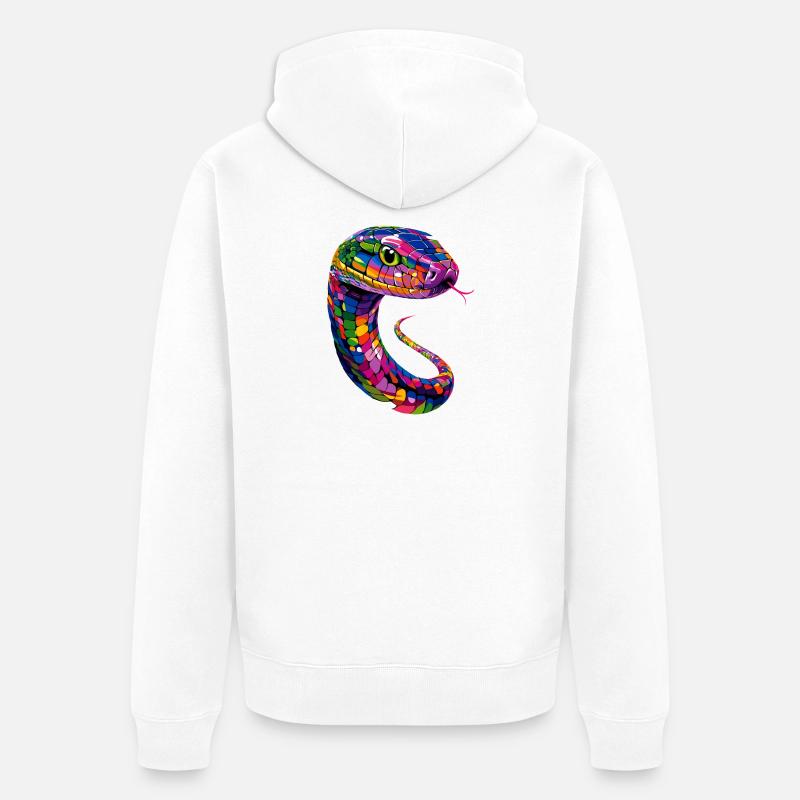Schlange Python Kobra Klapperschlange Schlangen - Unisex Premium Bio Zip Hoodie - Weiß