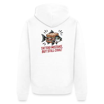 Motif de sandwich au poisson fantaisiste pour une tenue décontractée - Veste à capuche bio Premium Unisexe - blanc - Dos - Thijin (182cm)