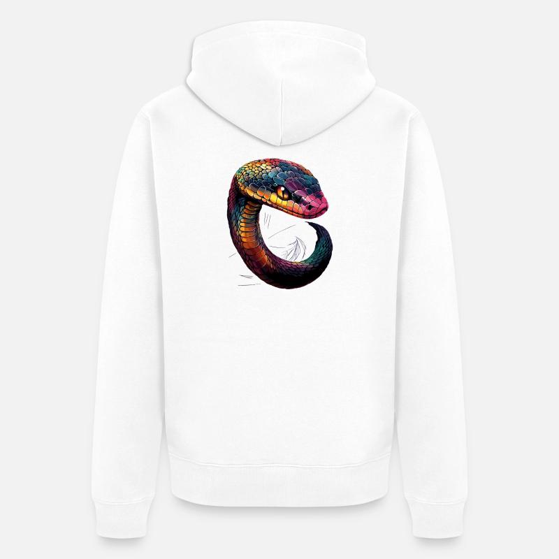 Schlange Python Kobra Klapperschlange Schlangen - Unisex Premium Bio Zip Hoodie - Weiß
