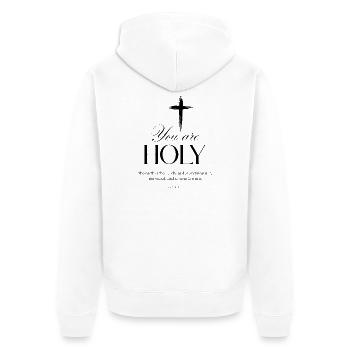 You Are Holy – Christliches Design | Isaiah 6:3 - Unisex Premium Bio Zip Hoodie - Weiß - Hinten - Thijin (182cm)