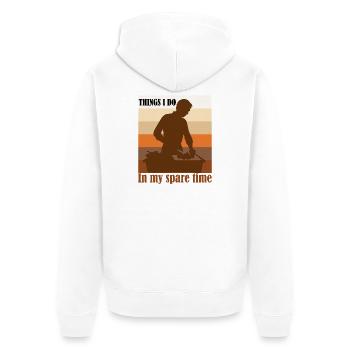 Dinge, die ich in meiner Freizeit mache Humoristische de Cuisine - Unisex Premium Bio Zip Hoodie - Weiß - Hinten - Thijin (182cm)