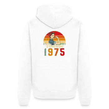 1975 Vintage Retro Frauen Geburtstagsgeschenk - Unisex Premium Bio Zip Hoodie - Weiß - Hinten - Thijin (182cm)