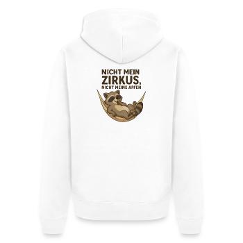 Raccoon Design Hammock Circus Funny Sayings - Unisex Premium Organic Zip Hoodie - white - Back - Thijin (182cm)
