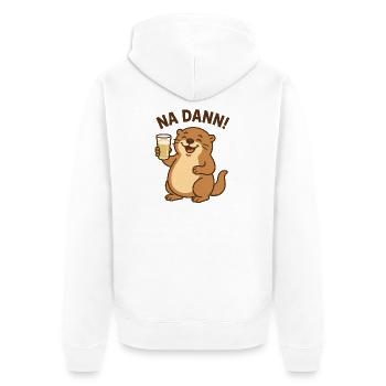 Humorous otter with beer glass coffee graphic - Unisex Premium Organic Zip Hoodie - white - Back - Thijin (182cm)