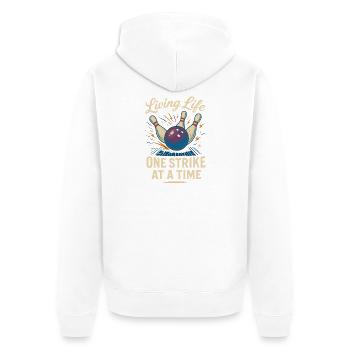Ein Schlag nach dem anderen im Leben - Unisex Premium Bio Zip Hoodie - Weiß - Hinten - Thijin (182cm)