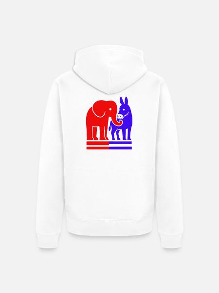 Elephant and Donkey USA - Unisex Premium Organic Zip Hoodie - white