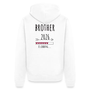 Brother to be 2026 Geschenk Schwangerschaft - Unisex Premium Bio Zip Hoodie - Weiß - Hinten - Thijin (182cm)