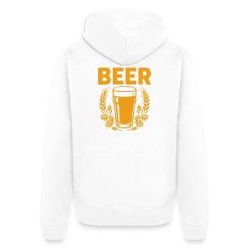 Vintage Bierglas mit Hopfen - Unisex Premium Bio Zip Hoodie - Weiß - Hinten - Thijin (182cm)