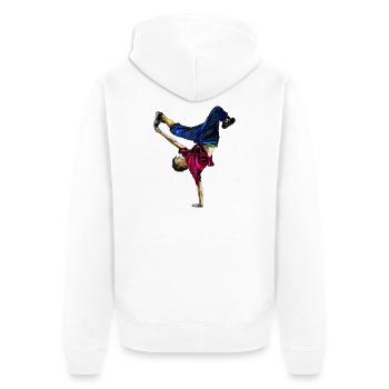 Danseuse acrobatique au style dynamique - Veste à capuche bio Premium Unisexe - blanc - Dos - Thijin (182cm)